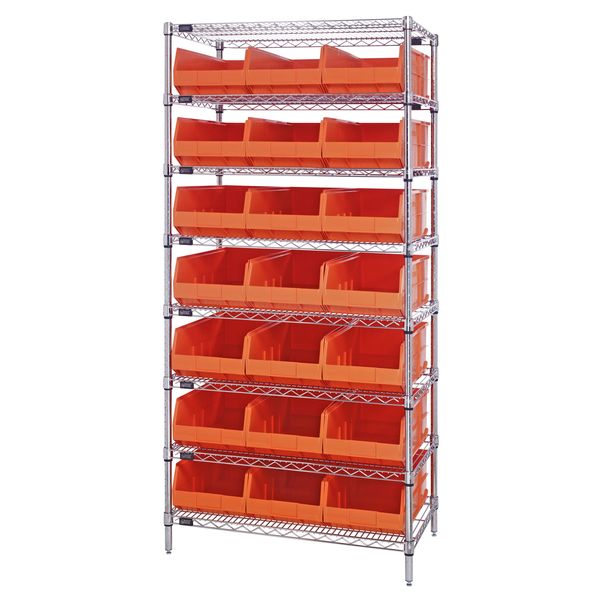 Quantum Storage Systems Stackable Shelf Bin Steel Shelving Systems WR8-445OR